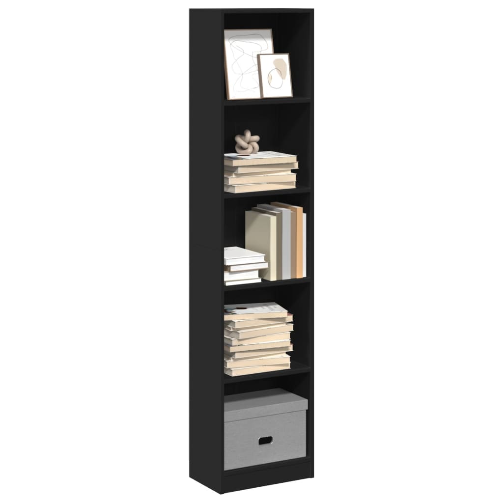 Bibliotecă, negru, 40x24x176 cm, lemn prelucrat