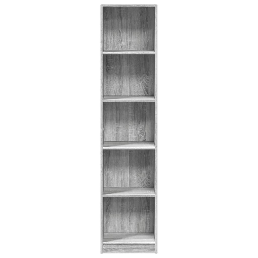 Bibliotecă, gri sonoma, 40x24x176 cm, lemn prelucrat