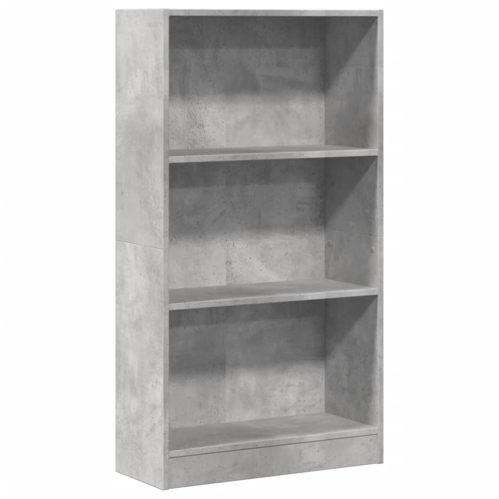 Bibliotecă, gri beton, 60x24x109 cm, lemn prelucrat