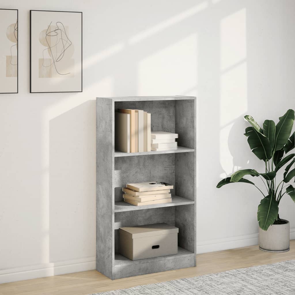 Bibliotecă, gri beton, 60x24x109 cm, lemn prelucrat