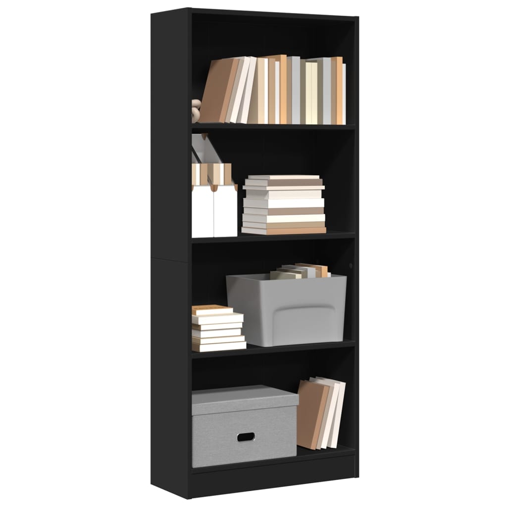 Bibliotecă, negru, 60x24x143 cm, lemn prelucrat