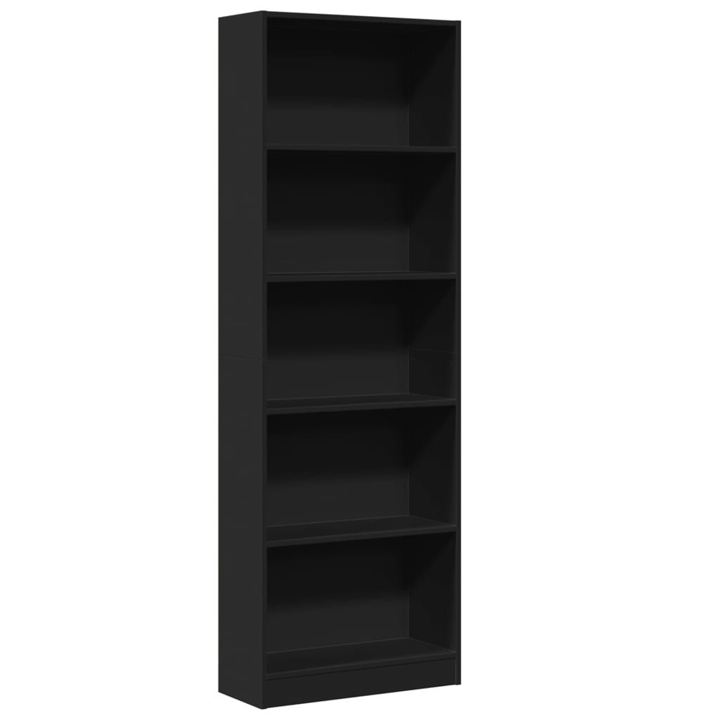 Bibliotecă, negru, 60x24x176 cm, lemn prelucrat