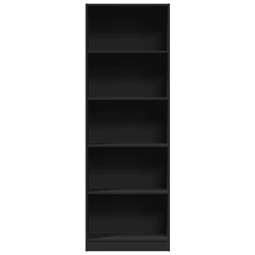 Bibliotecă, negru, 60x24x176 cm, lemn prelucrat