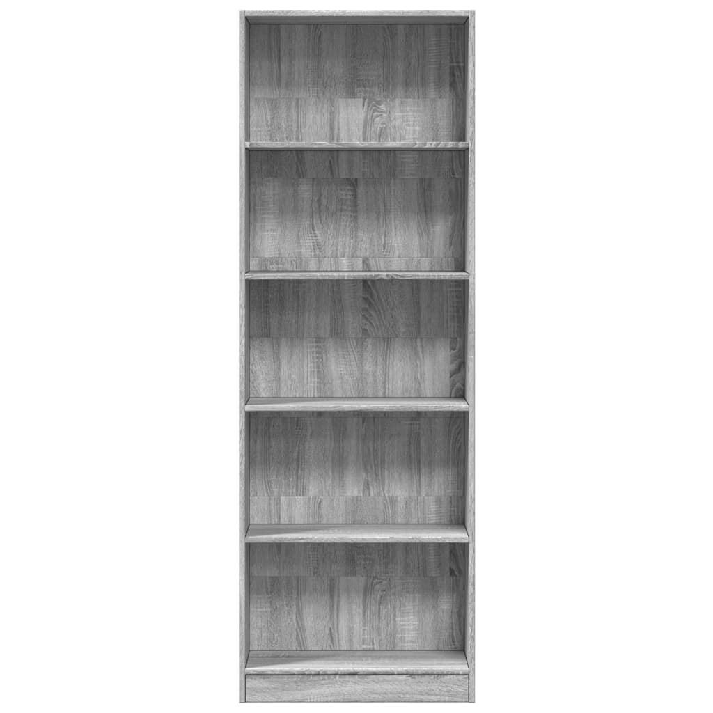 Bibliotecă, gri sonoma, 60x24x176 cm, lemn prelucrat