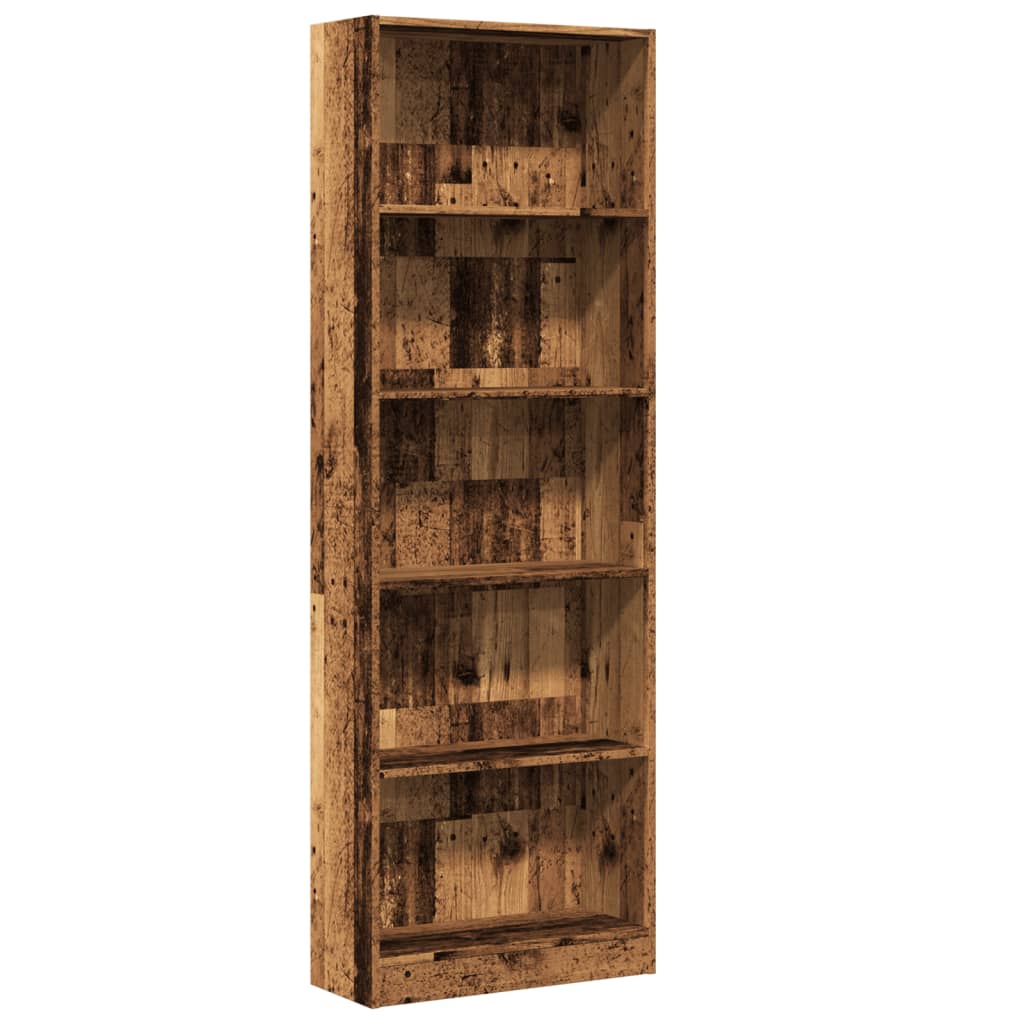 Bibliotecă, lemn vechi, 60x24x176 cm, lemn prelucrat