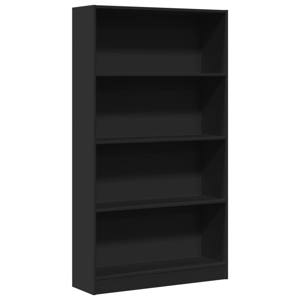 Bibliotecă, negru, 80x24x143 cm, lemn prelucrat