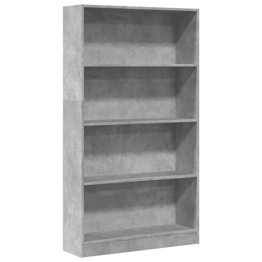 Bibliotecă, gri beton, 80x24x143 cm, lemn prelucrat