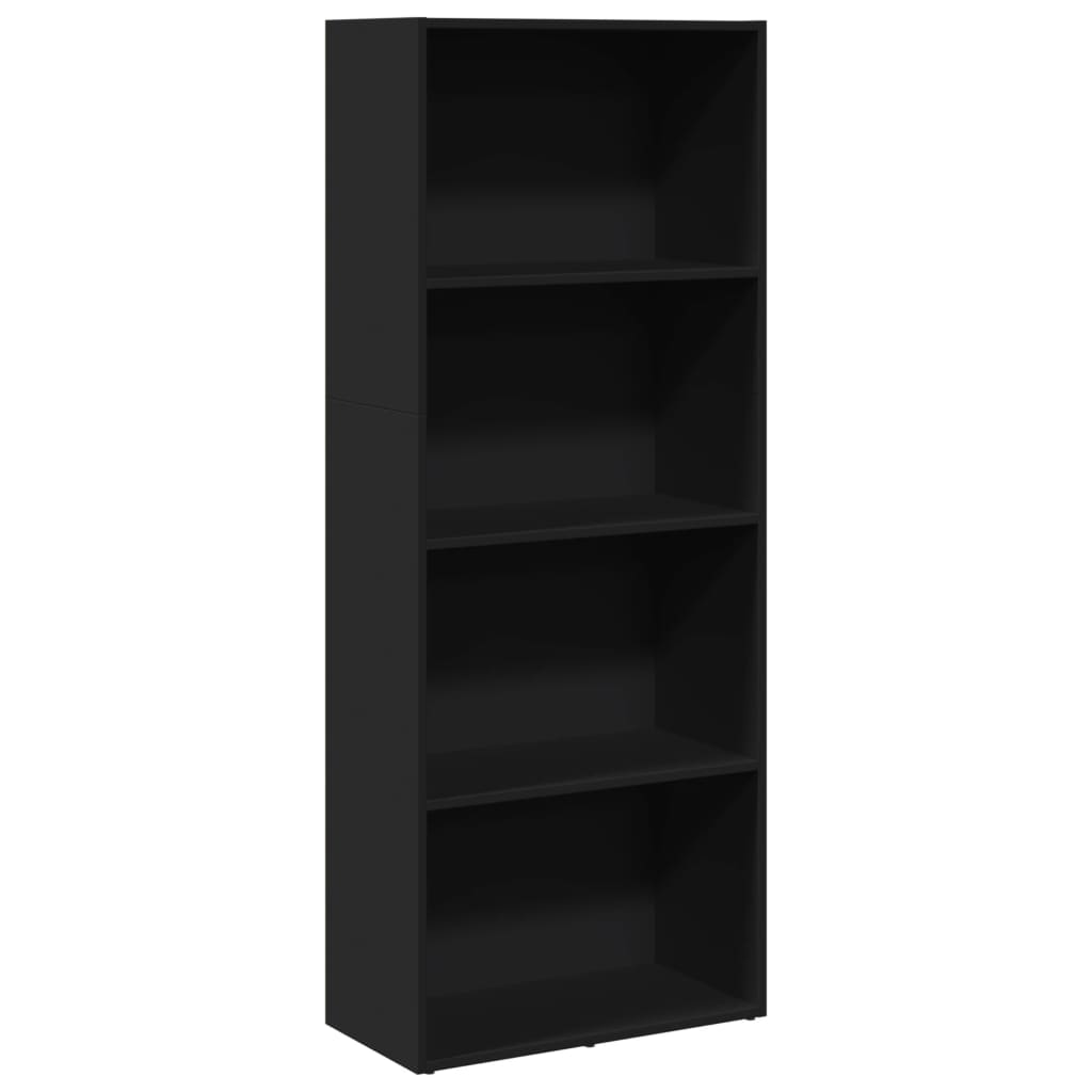 Bibliotecă, negru, 60x30x152 cm, lemn prelucrat