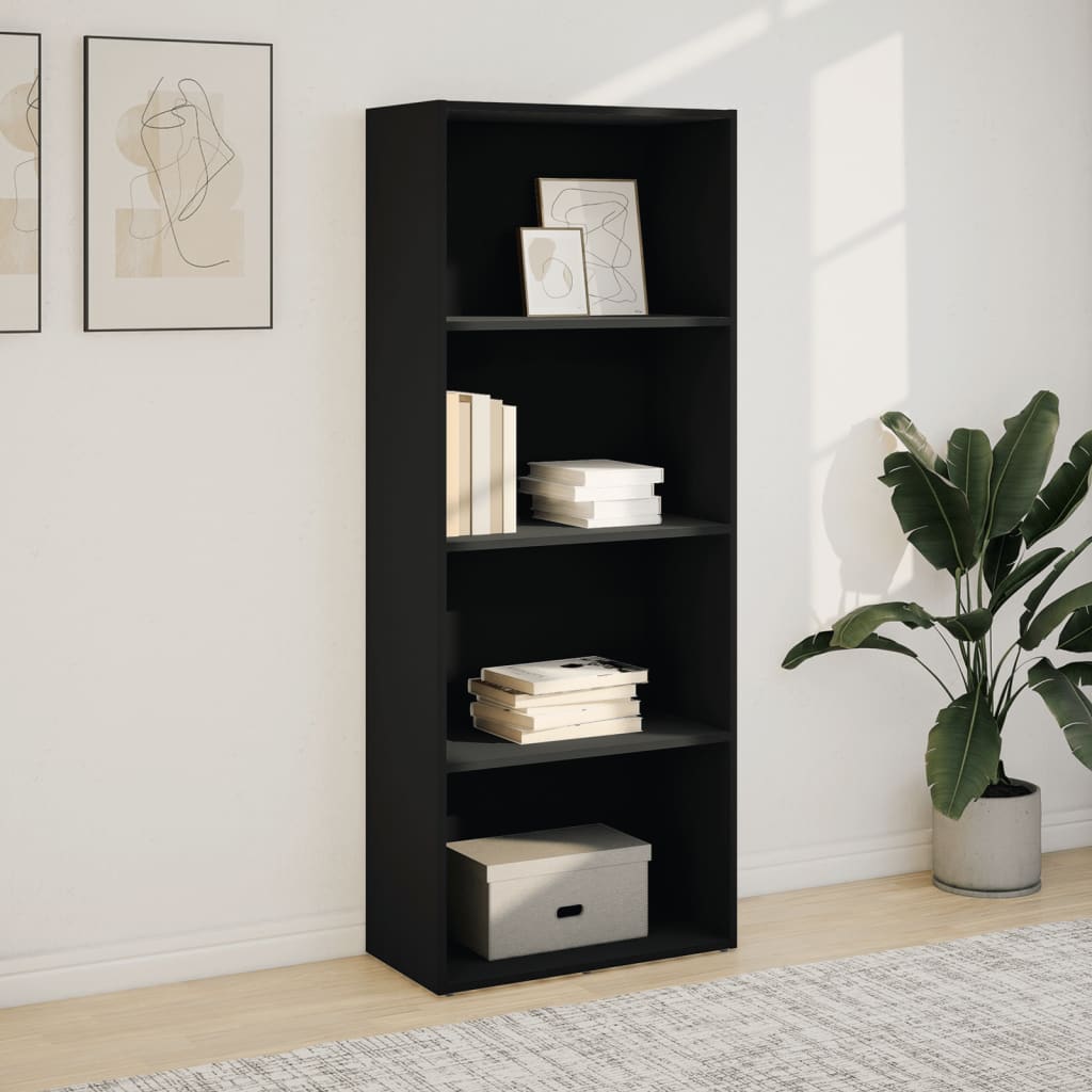 Bibliotecă, negru, 60x30x152 cm, lemn prelucrat