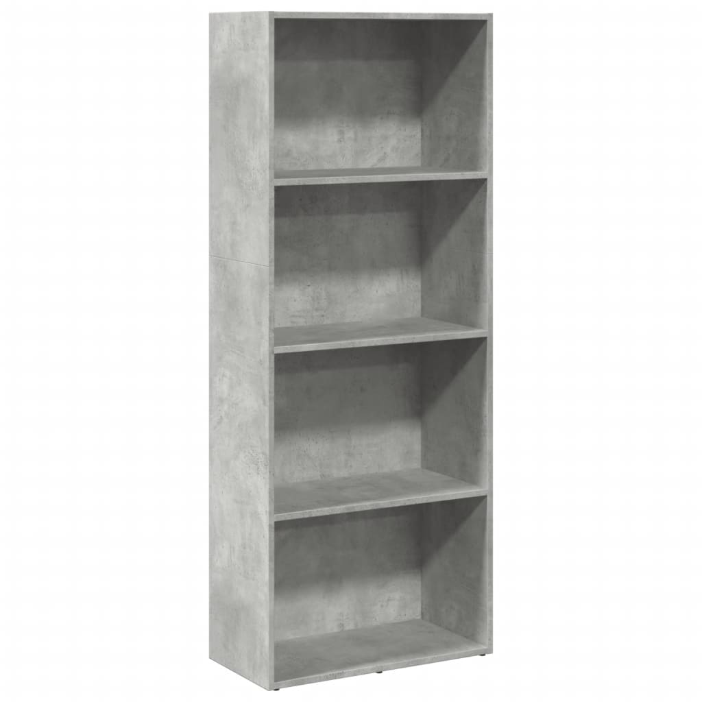 Bibliotecă, gri beton, 60x30x152 cm, lemn prelucrat