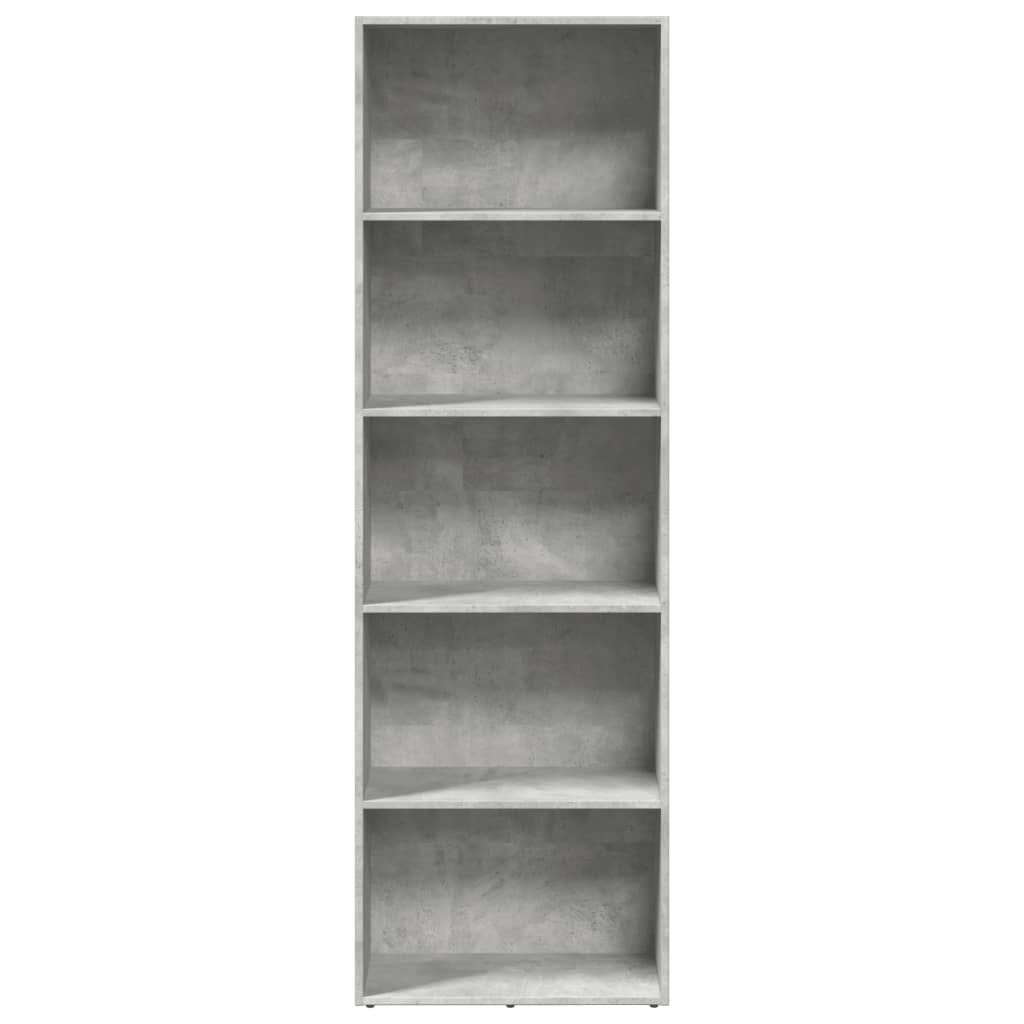 Bibliotecă, gri beton, 60x30x189 cm, lemn prelucrat