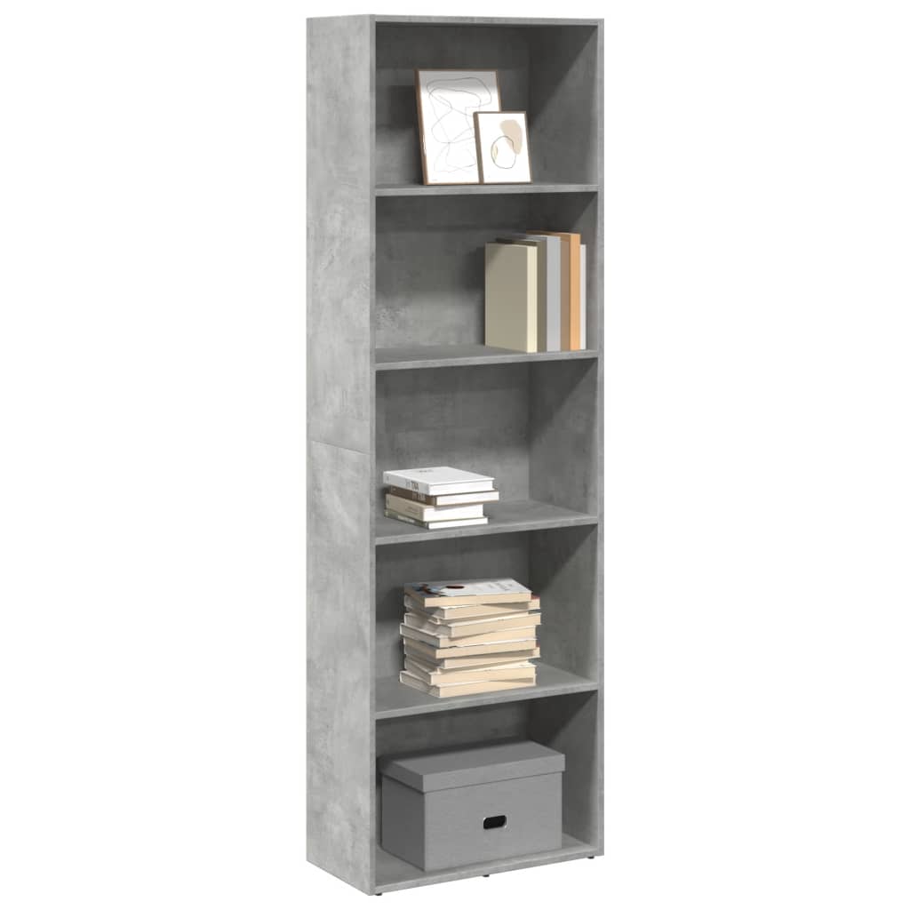 Bibliotecă, gri beton, 60x30x189 cm, lemn prelucrat