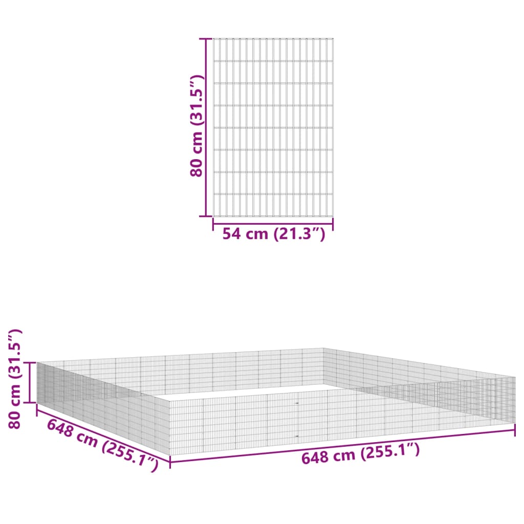 Adăpost pentru animale cu 48 panouri, 54x80 cm, fier galvanizat