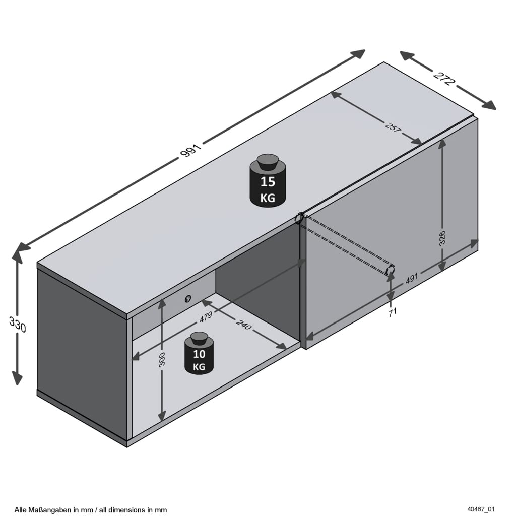 FMD Cuier haine cu compartiment de perete, negru, 99,1x27,2x33 cm