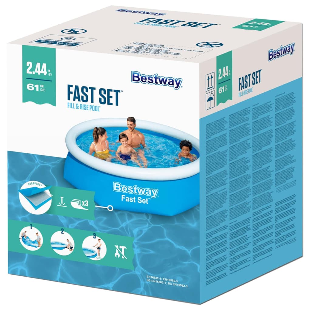 Bestway Piscină gonflabilă Fast Set, 244x66 cm, rotundă, 57265