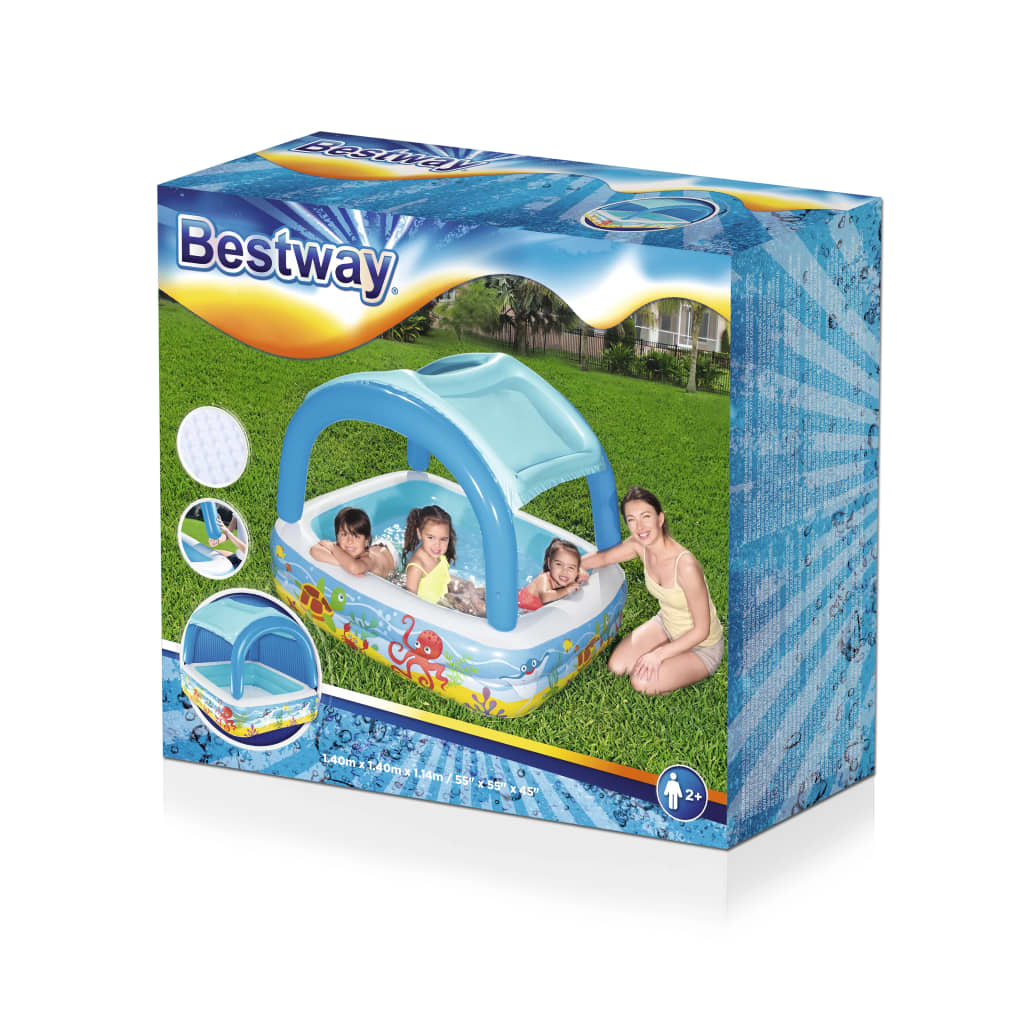 Bestway Piscină de joacă & baldachin, albastru, 140x140x114 cm, 52192