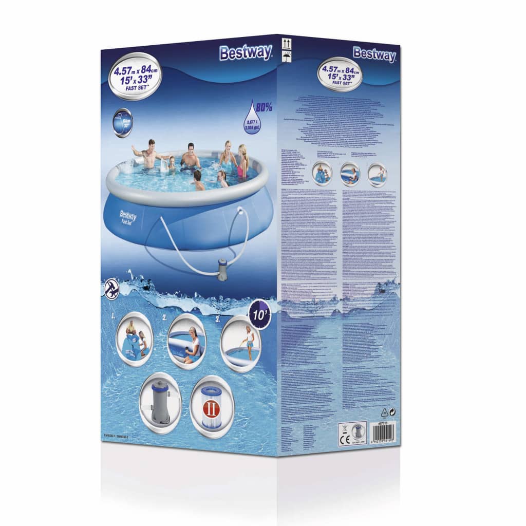 Bestway Set piscină Fast Set, 457 x 84 cm, 57313