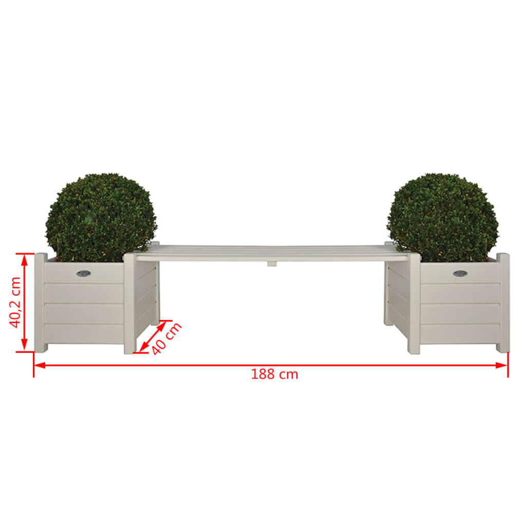 Esschert Jardiniere cu bancă tip pod, alb, CF33W