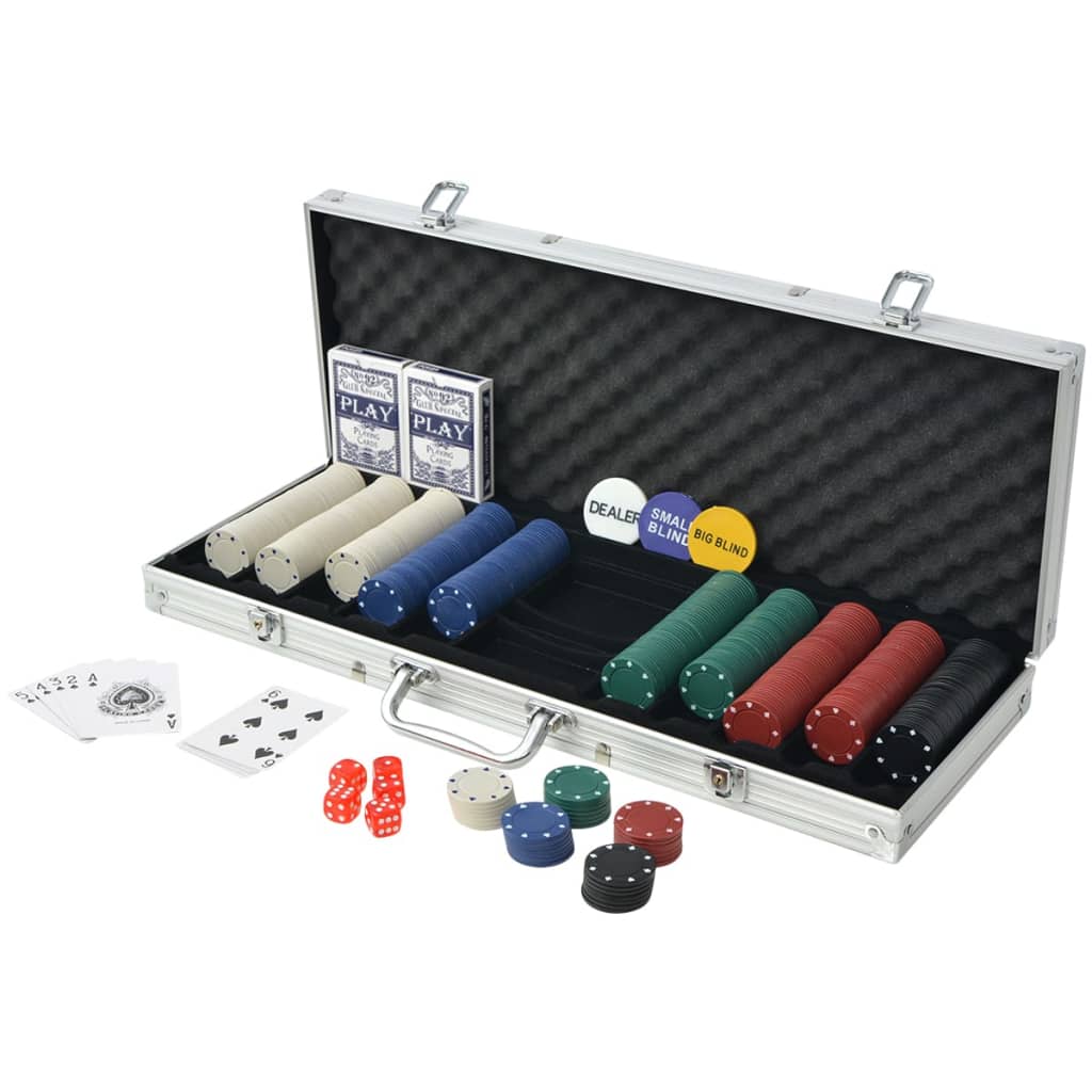 Set de poker cu 500 de jetoane din aluminiu