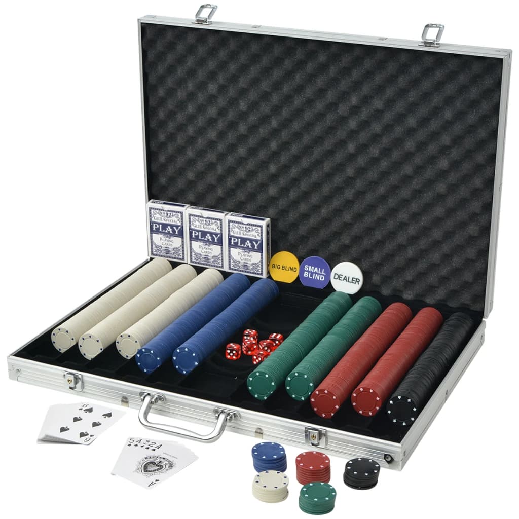 Set de poker cu 1000 de jetoane din aluminiu