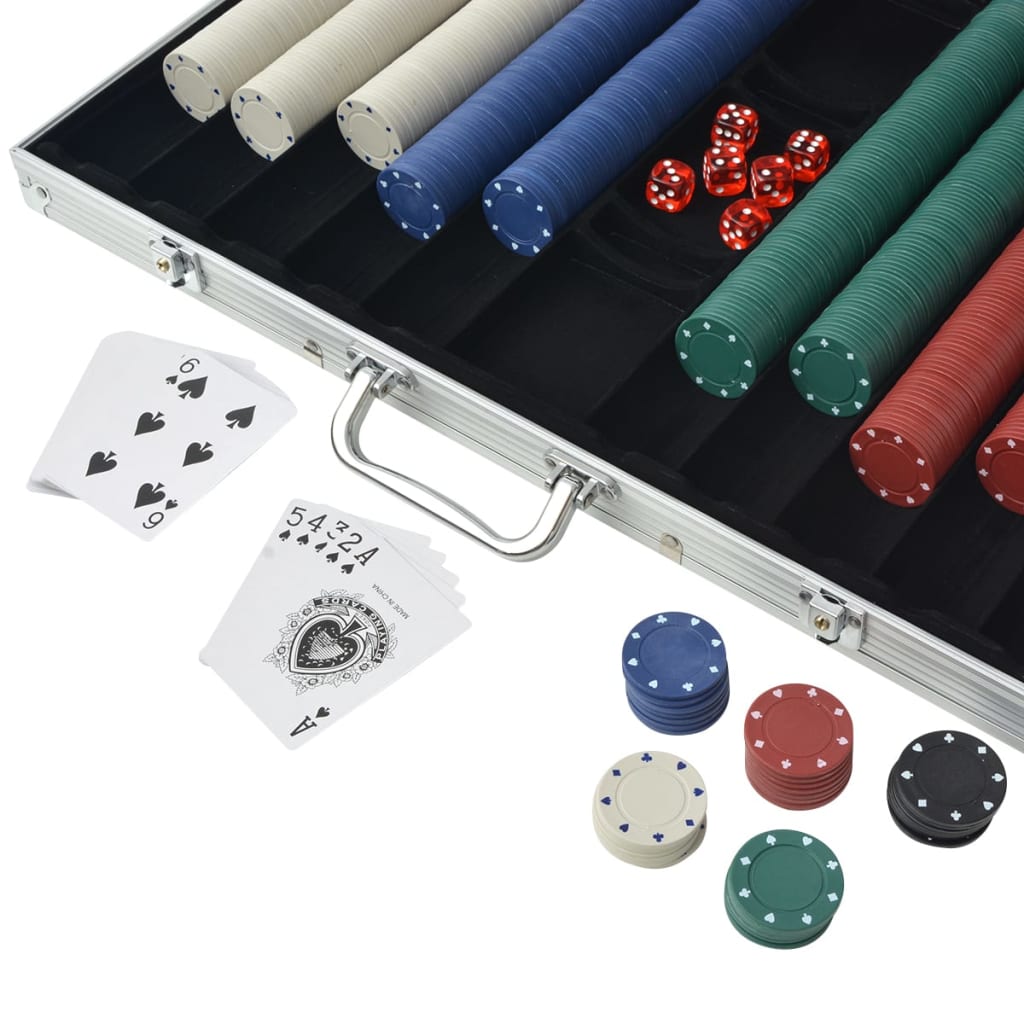 Set de poker cu 1000 de jetoane din aluminiu