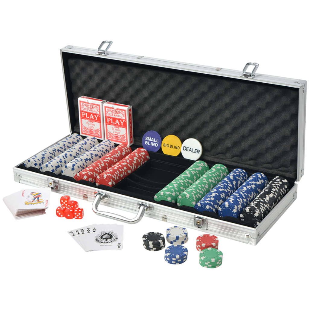 Set de poker cu 500 de jetoane din aluminiu