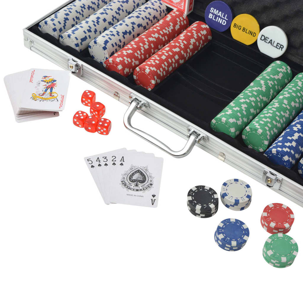 Set de poker cu 500 de jetoane din aluminiu