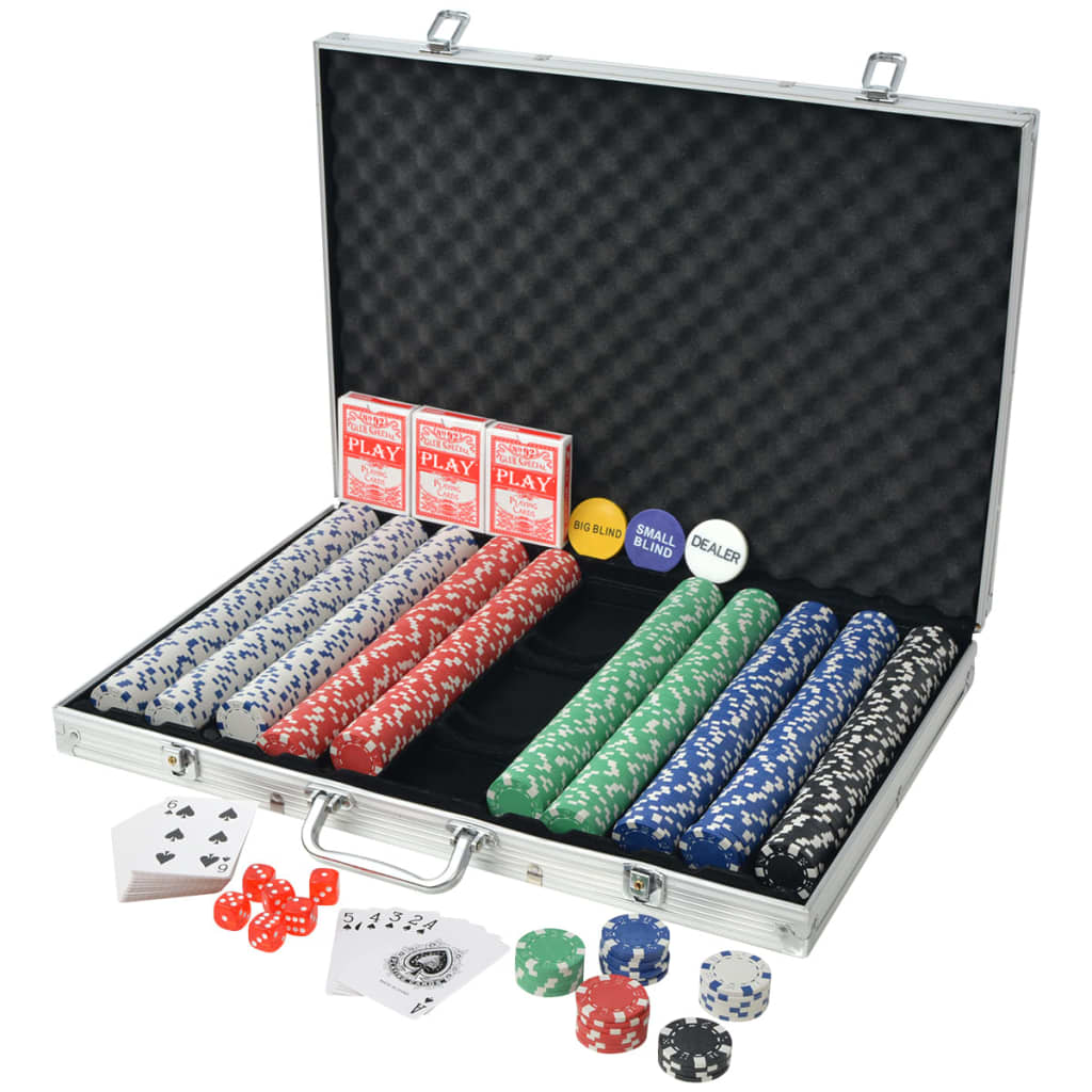 Set de poker cu 1000 de jetoane din aluminiu