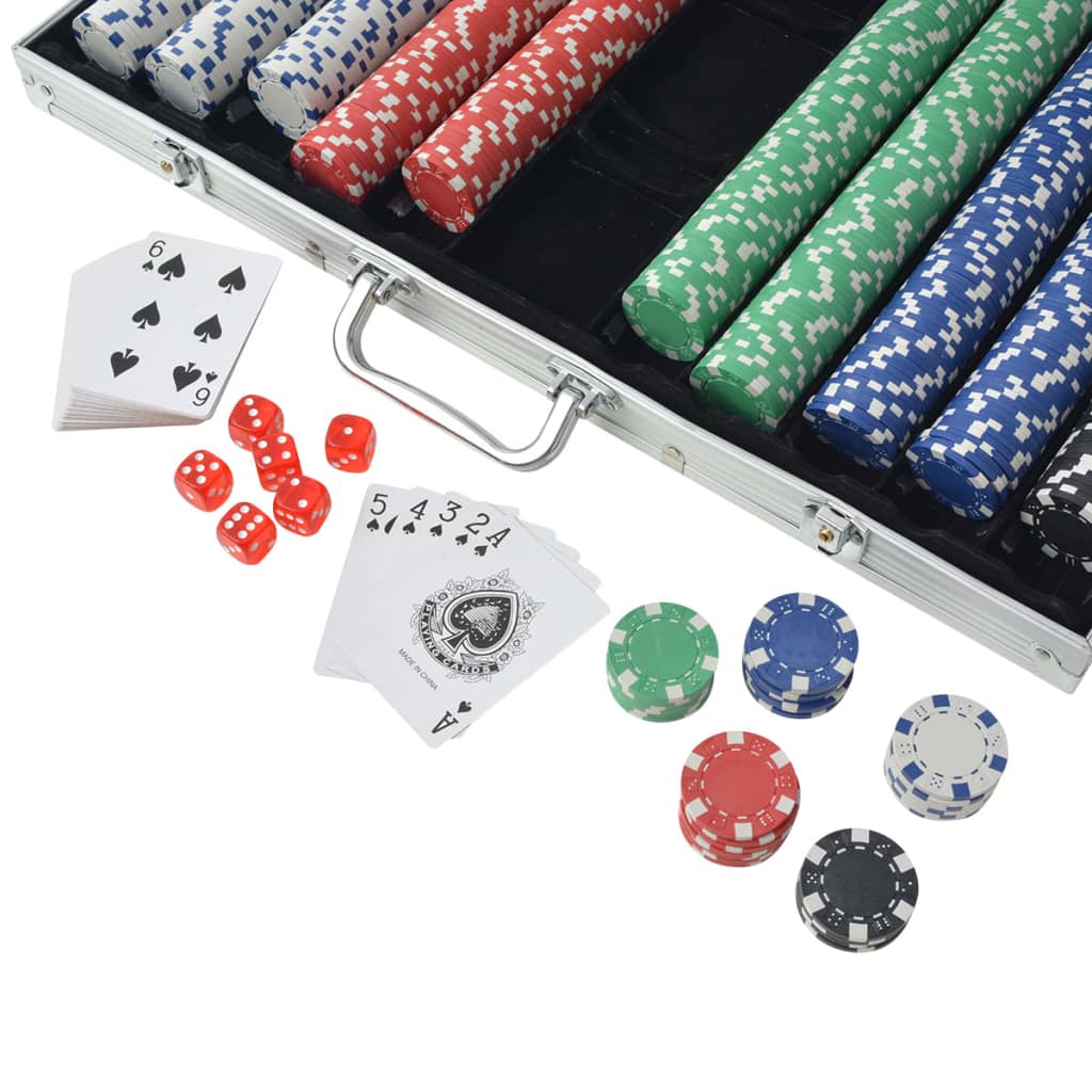 Set de poker cu 1000 de jetoane din aluminiu