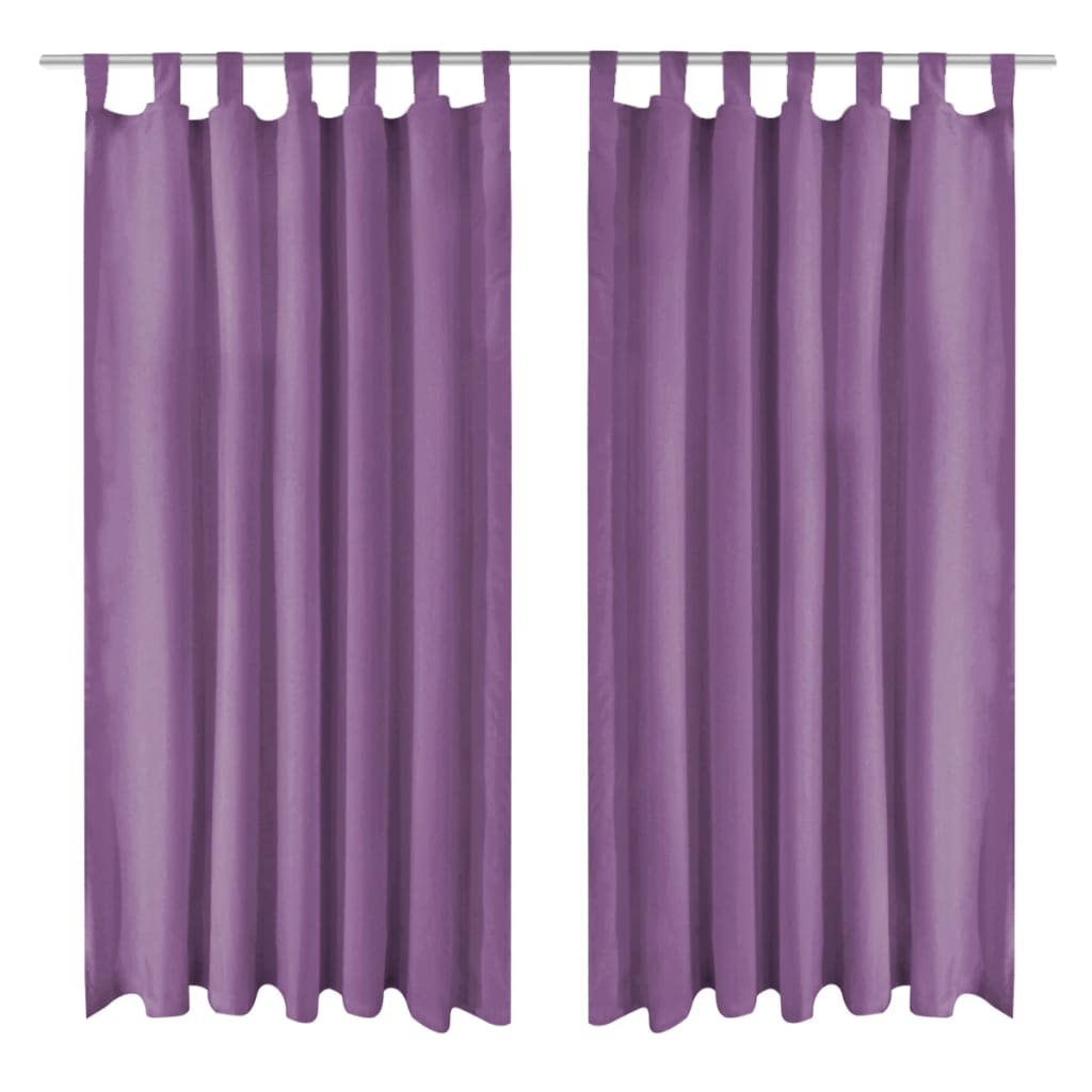 Draperii micro-satin cu bride, 2 buc, 140 x 225 cm, violet