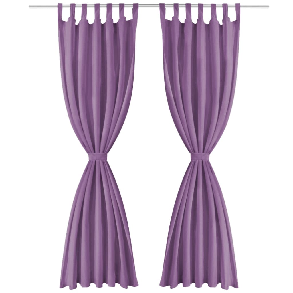 Draperii micro-satin cu bride, 2 buc, 140 x 225 cm, violet