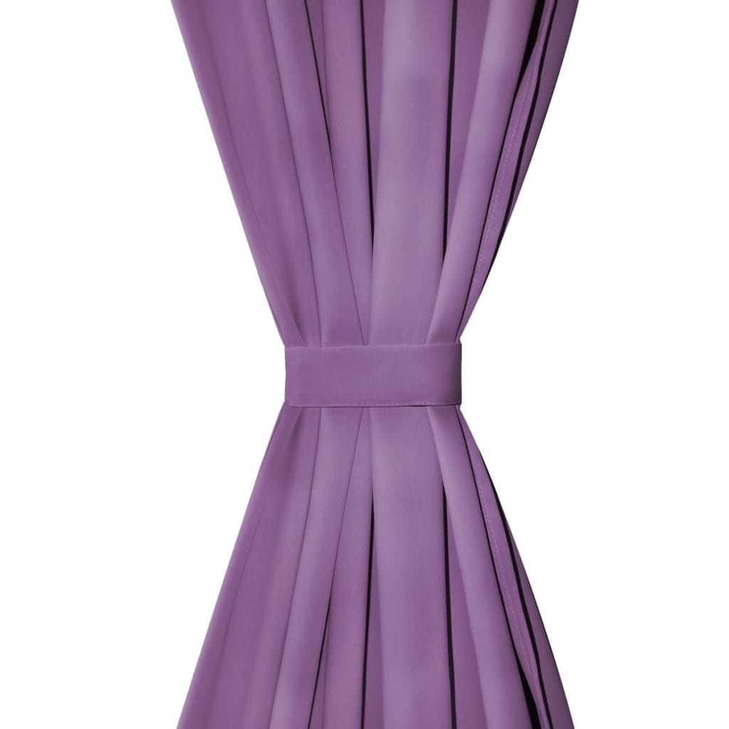 Draperii micro-satin cu bride, 2 buc, 140 x 225 cm, violet