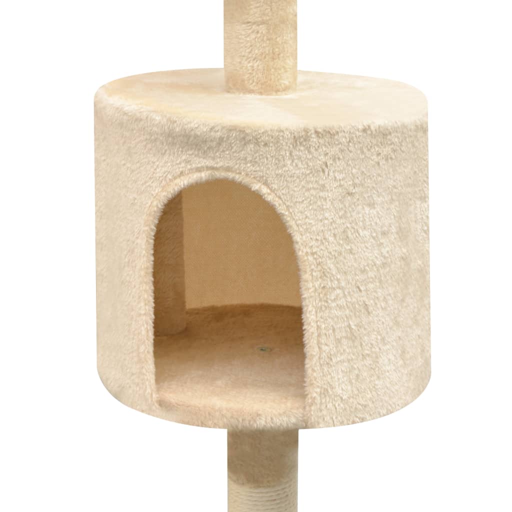 Ansamblu pisici, stâlpi cu funie de sisal, 125 cm, bej