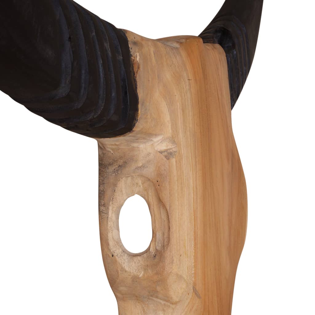Sculptură craniu de taur montaj pe perete 69x6x60 cm lemn tec