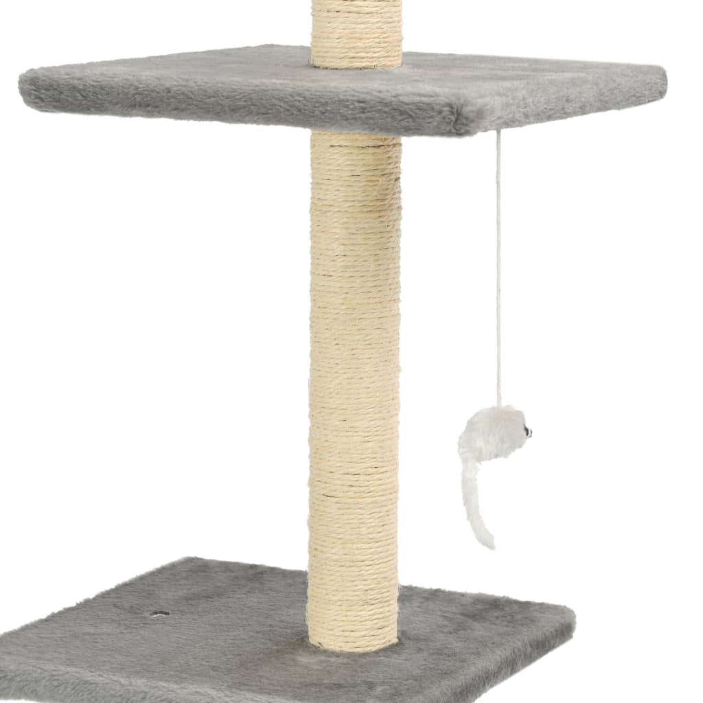 Ansamblu pisici, stâlpi funie sisal, 260 cm Gri