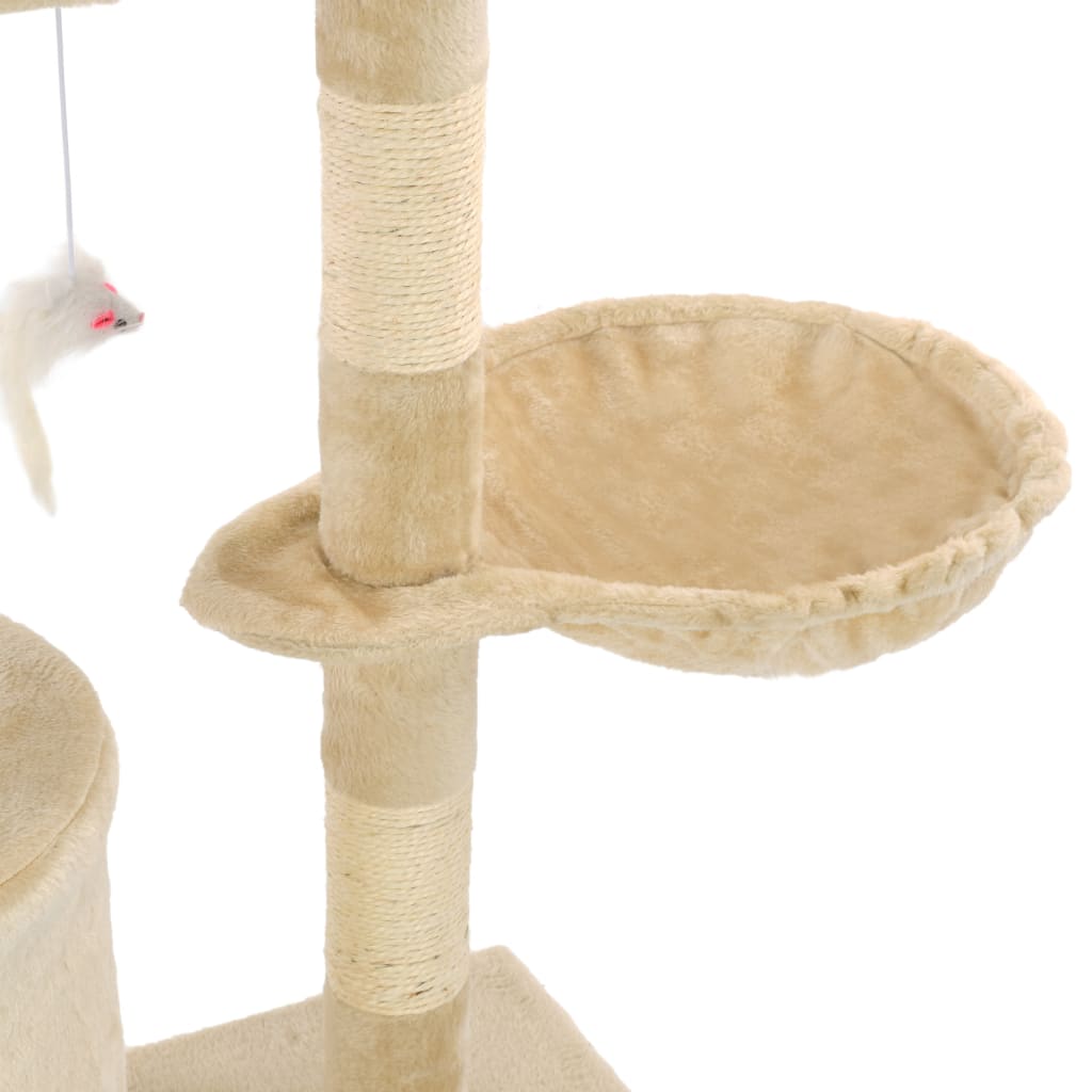 Ansamblu pisici cu stâlpi din funie de sisal, 138 cm, bej