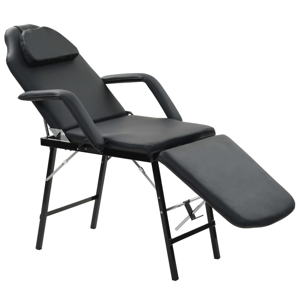 Scaun tratament facial, înlocuitor piele, 185x78x76 cm, negru