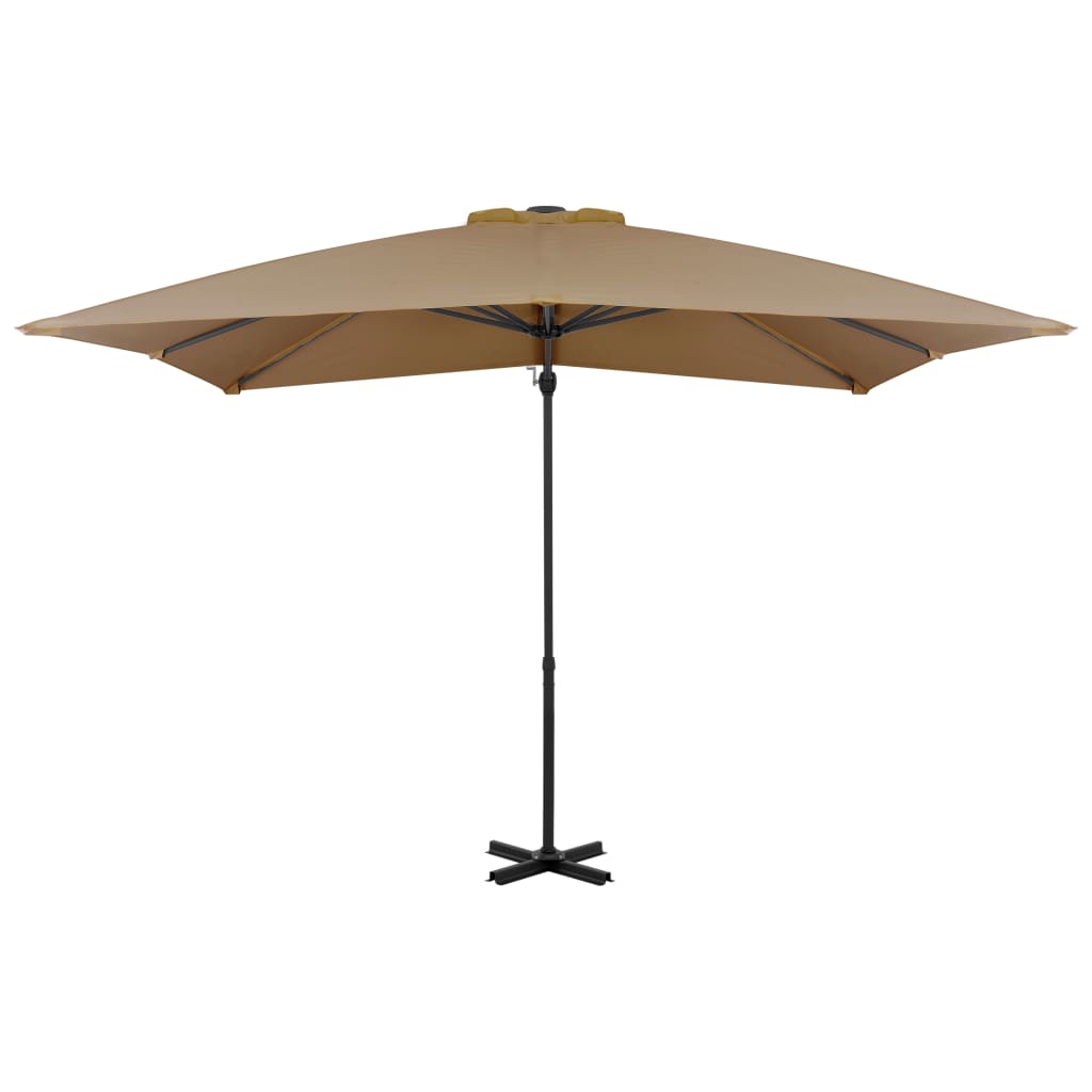 Umbrelă suspendată cu stâlp din aluminiu taupe 250x250 cm