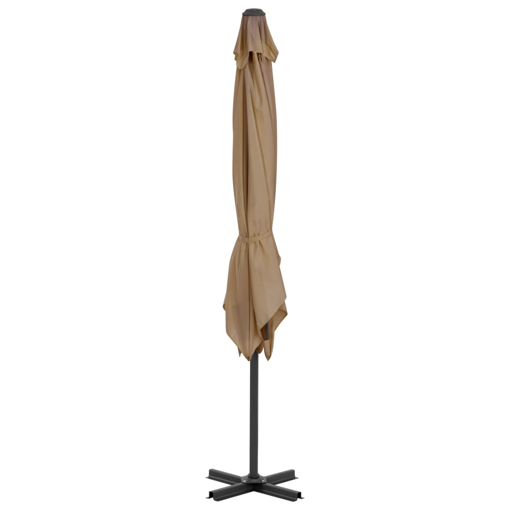 Umbrelă suspendată cu stâlp din aluminiu taupe 250x250 cm