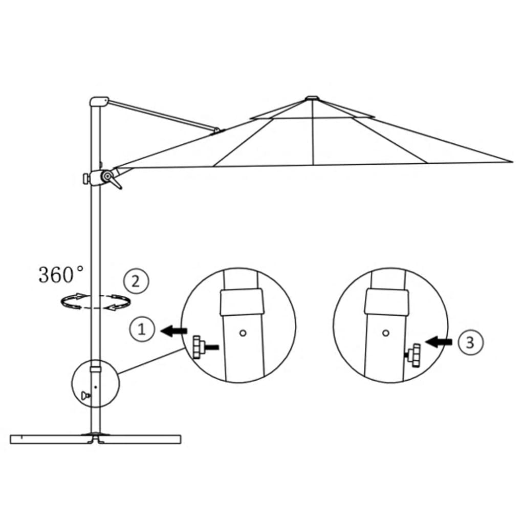 Umbrelă suspendată cu stâlp din aluminiu taupe 250x250 cm