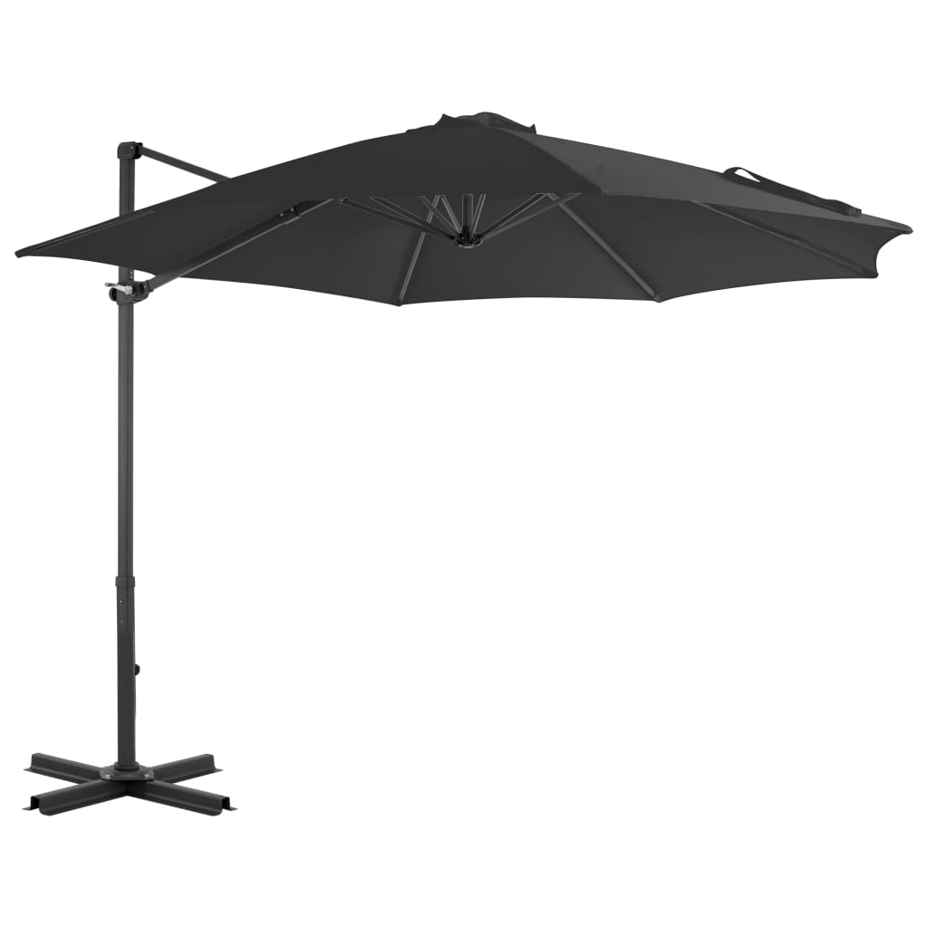 Umbrelă suspendată cu stâlp din aluminiu, antracit, 300 cm