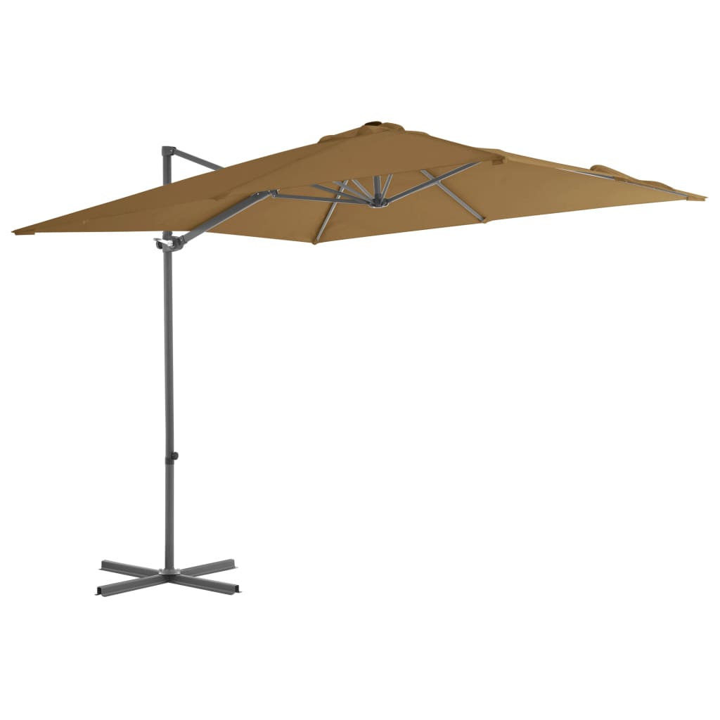 Umbrelă suspendată cu stâlp din oțel, gri taupe, 250 x 250 cm