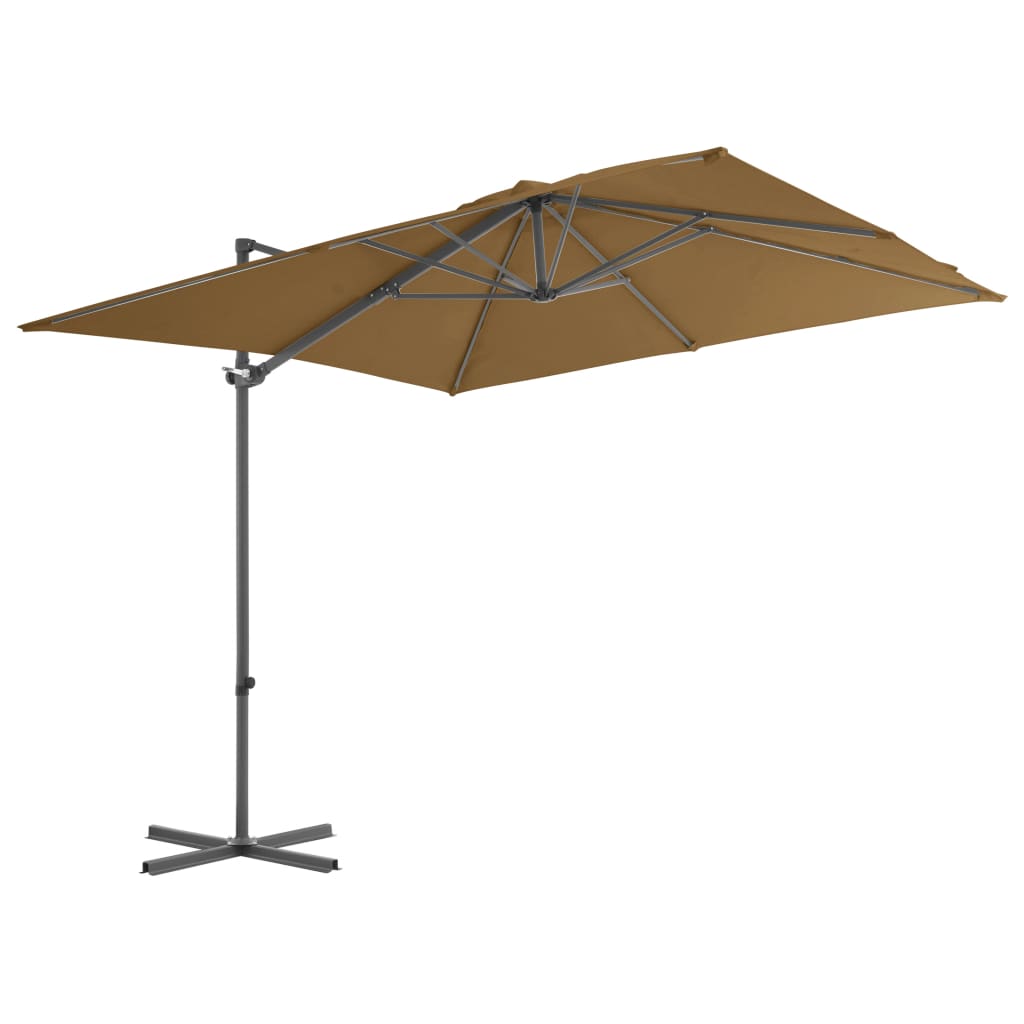 Umbrelă suspendată cu stâlp din oțel, gri taupe, 250 x 250 cm