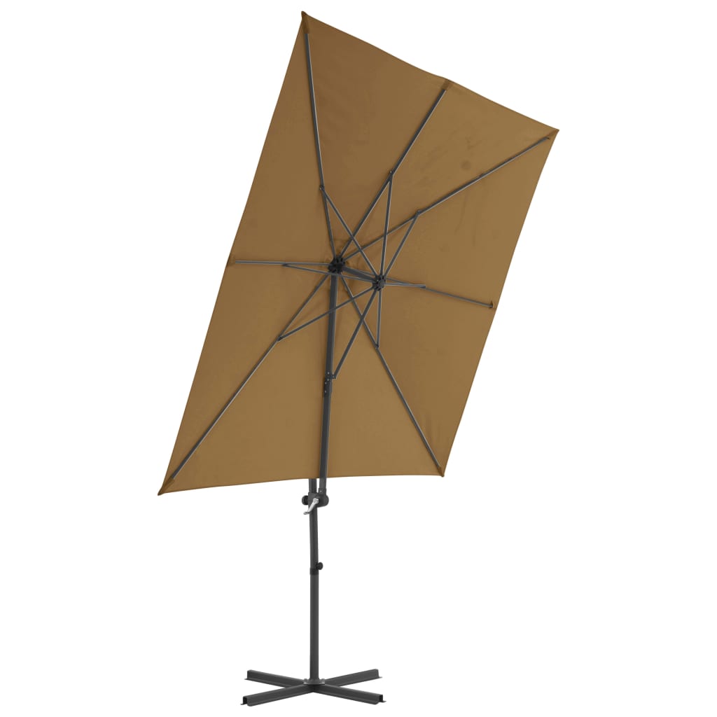 Umbrelă suspendată cu stâlp din oțel, gri taupe, 250 x 250 cm