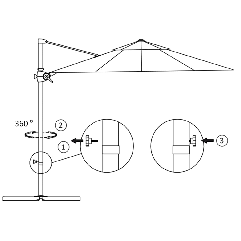 Umbrelă suspendată cu stâlp din oțel, gri taupe, 250 x 250 cm