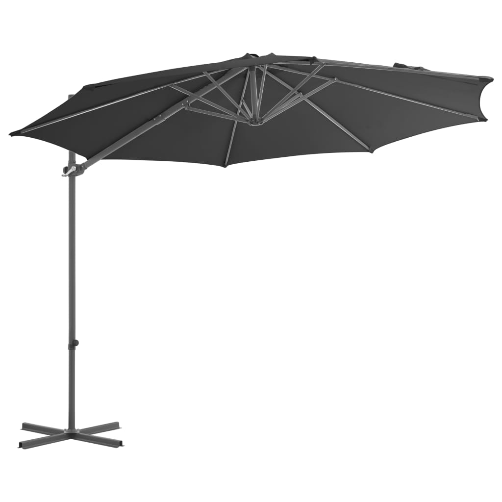 Umbrelă suspendată cu stâlp din oțel, antracit, 300 cm