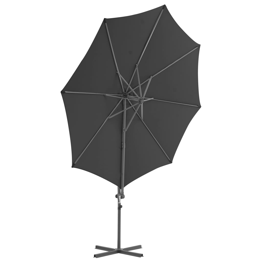 Umbrelă suspendată cu stâlp din oțel, antracit, 300 cm