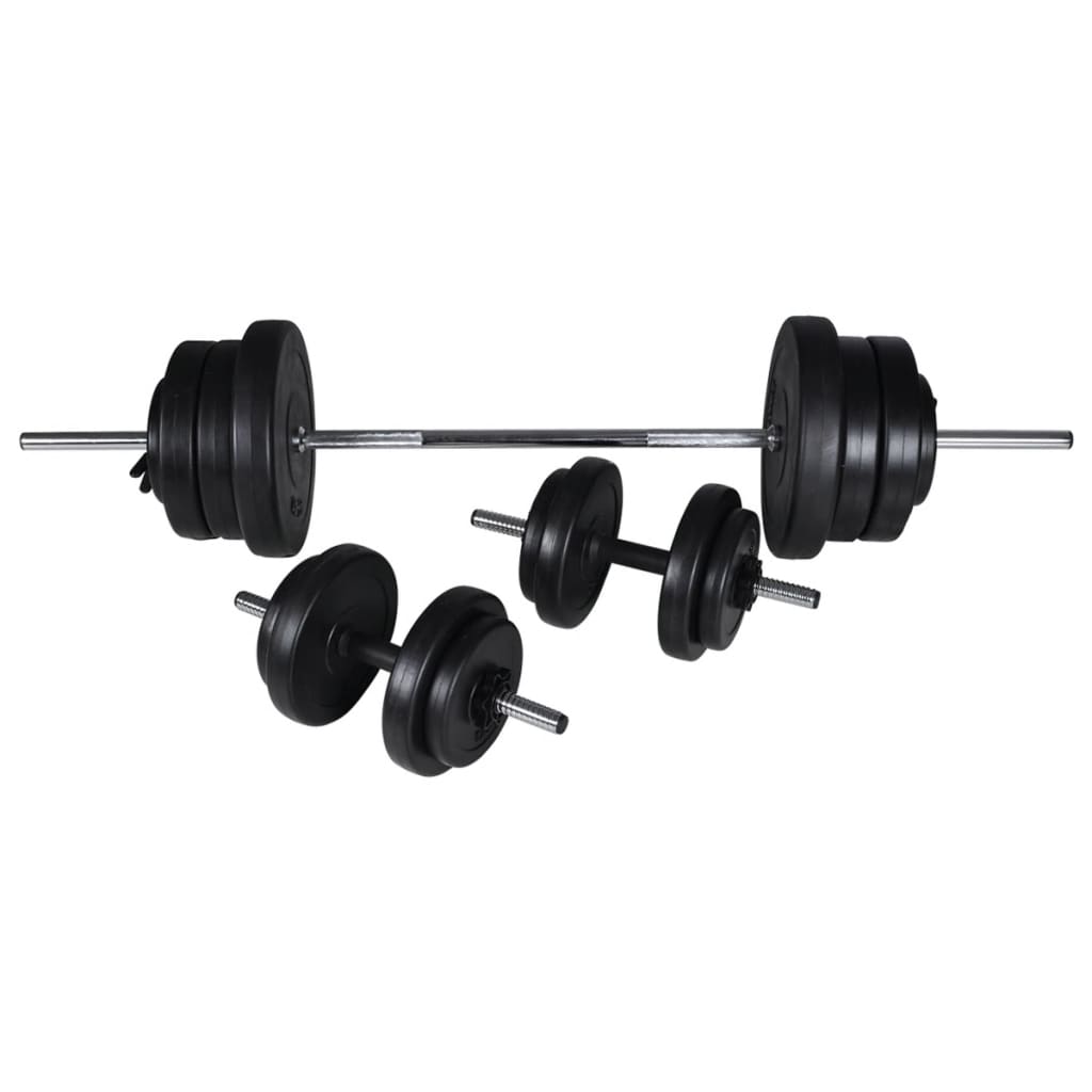 Bancă antrenament rastel greutăți, set haltere/gantere, 60,5kg