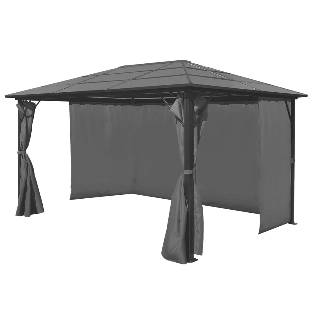 Pavilion cu perdea, antracit, 400 x 300 cm, aluminiu