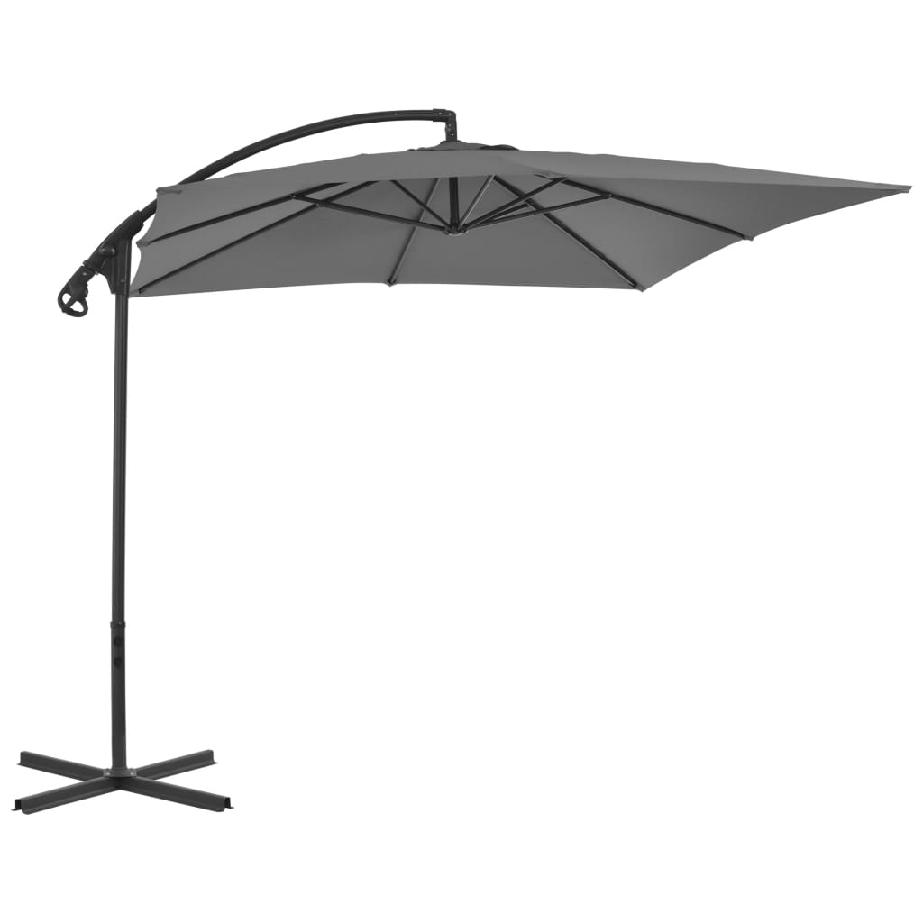 Umbrelă suspendată cu stâlp din oțel, antracit, 250 x 250 cm